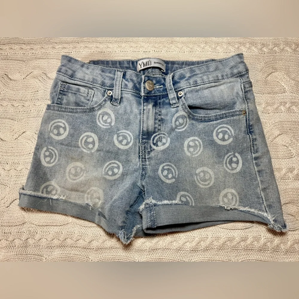 YMI Blue Denim Shorts with Smiley Pattern #1068